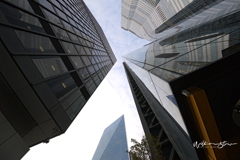 Fine Art, Limited Edition Caramel building looking msall near a new tall building, City of London