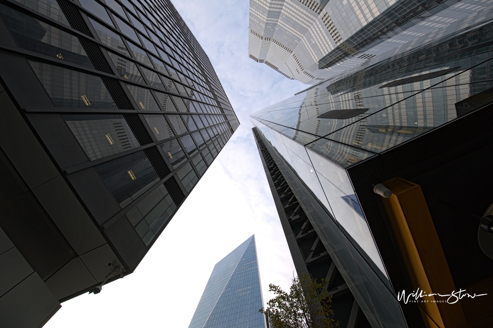 Fine Art, Limited Edition Caramel building looking msall near a new tall building, City of London