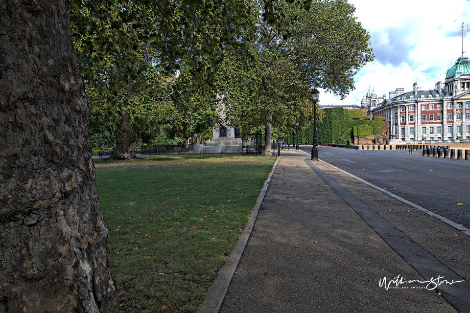 Fine Art, Limited Edition, Lonely Pathway, London, Walk Up, Railings, Alleyway, Passing By, Adjacent Building, Silver, Metallic, Polished, Private Garden, In-Between