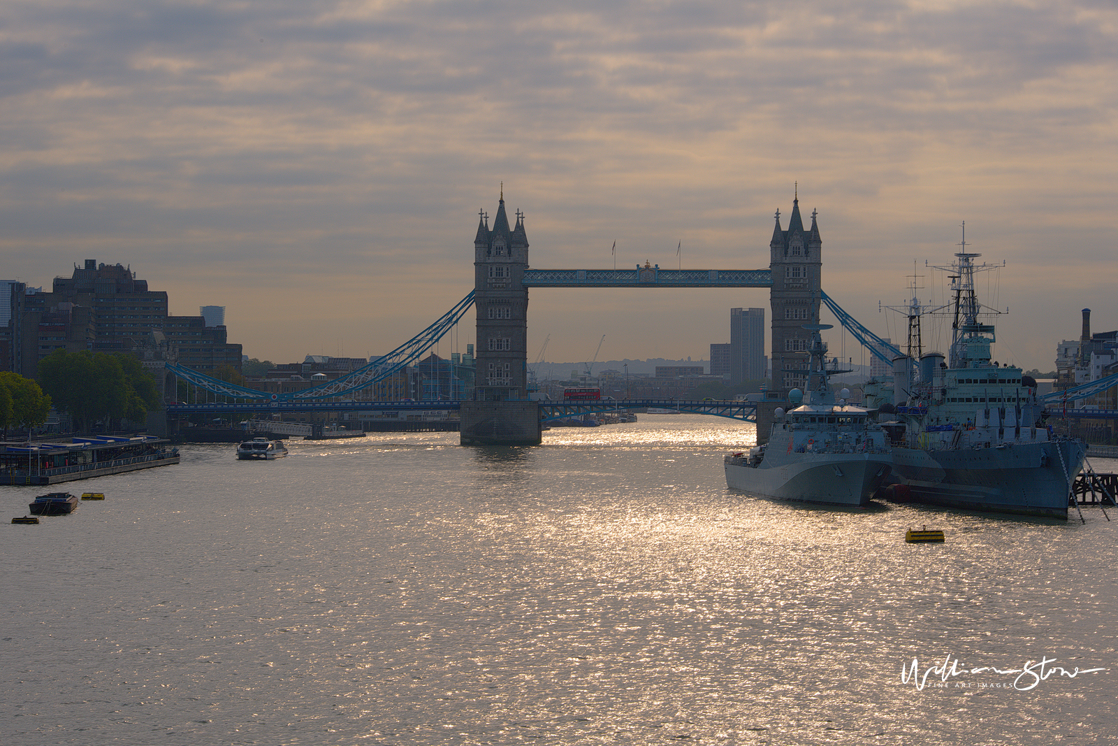 Fine Art, Limited Edition, Boat Near Bridge, London.